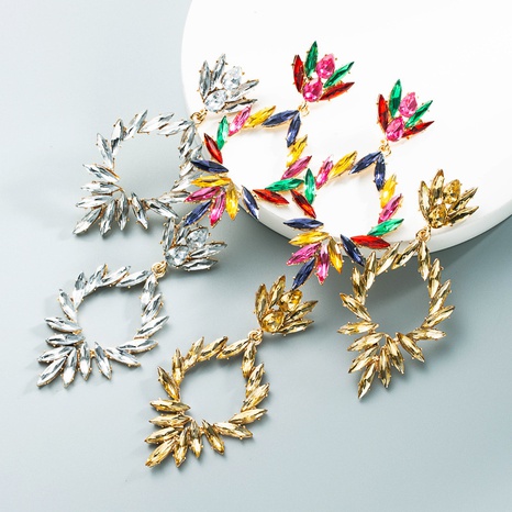 alloy glass diamond flower long earrings wholesale jewelry Nihaojewelry's discount tags