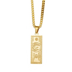 wholesale fashion gold-plated banknote pendant titanium steel necklace Nihaojewelry