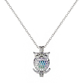 wholesale jewelry luminous hollow owl mermaid cage pendant necklace nihaojewelrypicture18