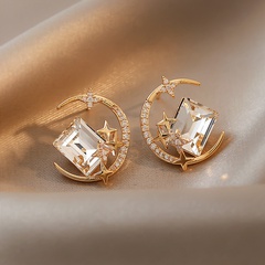 wholesale Korean moon star alloy diamond gem earrings Nihaojewelry