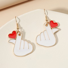 heart gesture metal dripping oil cute earrings wholesale jewelry Nihaojewelry