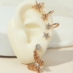 vente en gros pendentif papillon étoile à cinq branches boucles d'oreilles diamant ensemble de cinq pièces Nihaojewelry