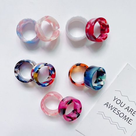Wholesale opening adjustable Rings acrylic candy color ring acetate marble pattern ring's discount tags