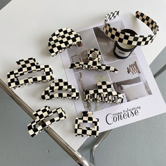 Wholesale black and white checkerboard series Shark Clip acetate plate gripping back head shark gripper