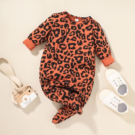 wholesale leopard print long-sleeved one-piece romper Nihaojewelry NHLF392221's discount tags