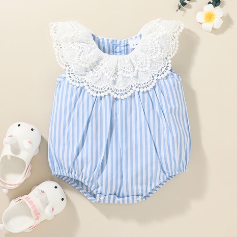 wholesale baby one-piece stripe lace triangle romper Nihaojewelry NHLF392256's discount tags