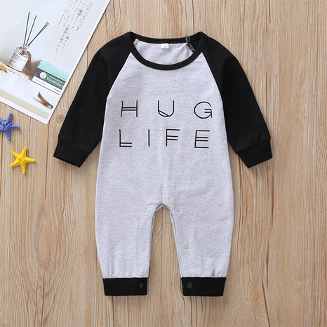 wholesale children's clashing color letter long-sleeved romper Nihaojewelry NHLF392276's discount tags