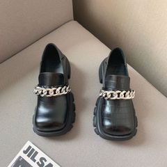 metal chain thick bottom retro Mary Jane single shoes wholesale Nihaojewelry