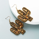 wholesale new creative leather leopard print cactus earrings Nihaojewelrypicture12