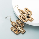 wholesale new creative leather leopard print cactus earrings Nihaojewelrypicture13