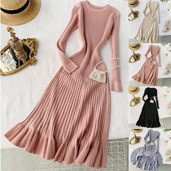 wholesale solid color slim long knitted dress nihaojewelry