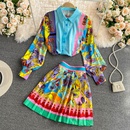 wholesale ethnic style printed highwaist pleated skirt shirt suit nihaojewelrypicture11
