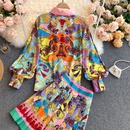 wholesale ethnic style printed highwaist pleated skirt shirt suit nihaojewelrypicture14