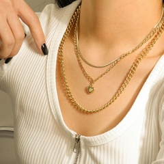Bijoux en gros pendentif coeur en acier inoxydable collier à trois couches Nihaojewelry