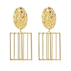 wholesale geometric irregular oval copper gold plated hollow earrings Nihaojewelry