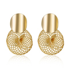 wholesale retro spring hoop cycle three-dimensional multi-layer copper earrings Nihaojewelry