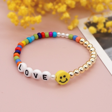 LIEBE Acrylbuchstabe Glasperlen Soft Pottery Smiley Armband's discount tags