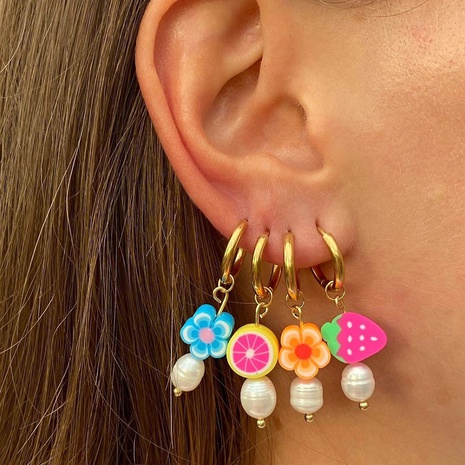 vente en gros boucles d'oreilles en acier inoxydable à motif de fleurs de couleur mélangée Nihaojewelry's discount tags