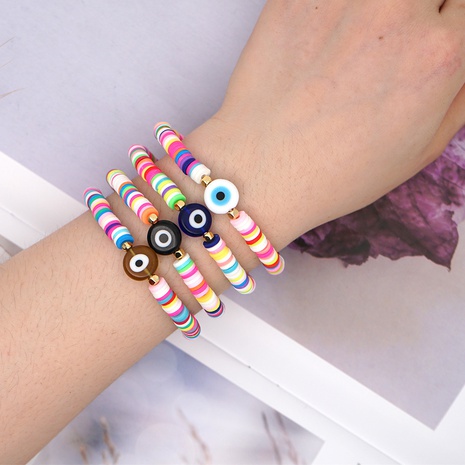 Mixed Color Soft Pottery Glass Eye Bracelet wholesale jewelry Nihaojewelry NHYUZ393404's discount tags