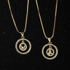 wholesale fashion hollow crab dove pendant copper gold-plated inlaid zircon necklace Nihaojewelry