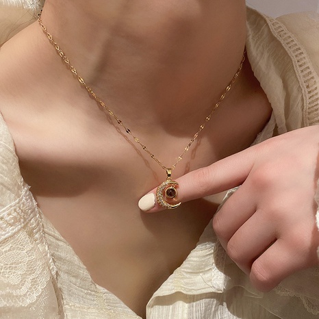 Vente en gros bijoux pendentif lune collier en acier inoxydable nihaojewelry's discount tags
