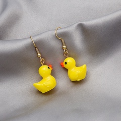 Boucles d'oreilles de dessin animé mignon petit canard jaune bijoux en gros Nihaojewelry