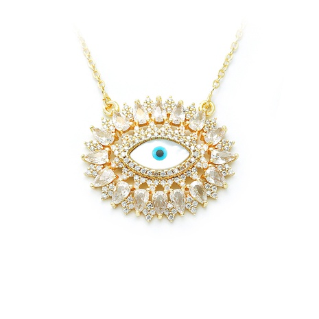 wholesale bijoux pendentif oeil du diable collier zircon incrusté de cuivre nihaojewelry's discount tags