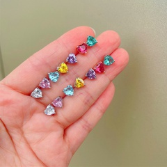 heart shape color crystal zircon stud earrings wholesale jewelry Nihaojewelry