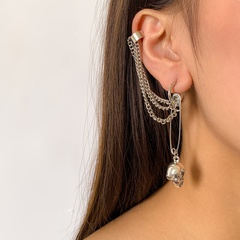wholesale skull pendant tassel chain integrated ear bone clip Nihaojewelry
