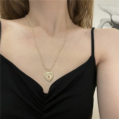 wholesale jewelry heart-shaped leopard print pendant necklace nihaojewelry