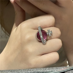bague en diamant sphère rubis rose mode en gros nihaojewelry