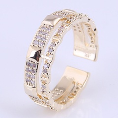 wholesale anillo abierto de circonio con incrustaciones de cobre de moda Nihaojewelry