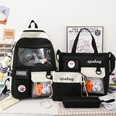 FourPiece Primary School Student Schoolbag New Ins Style Korean College Junior and Middle School Students Large Capacity Canvas Backpackpicture63
