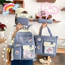 FourPiece Primary School Student Schoolbag New Ins Style Korean College Junior and Middle School Students Large Capacity Canvas Backpackpicture51