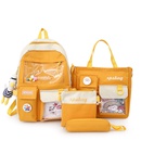 FourPiece Primary School Student Schoolbag New Ins Style Korean College Junior and Middle School Students Large Capacity Canvas Backpackpicture52