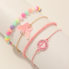 nihaojewelry cute butterfly heart rice bead children's bracelet wholesale jewelry