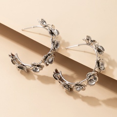 Nihaojewelry simple C-shaped metal large flower earrings Wholesale jewelry