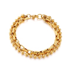 Edelstahl runde Perlenkette Doppelschicht Armband Großhandel Schmuck Nihaojewelry