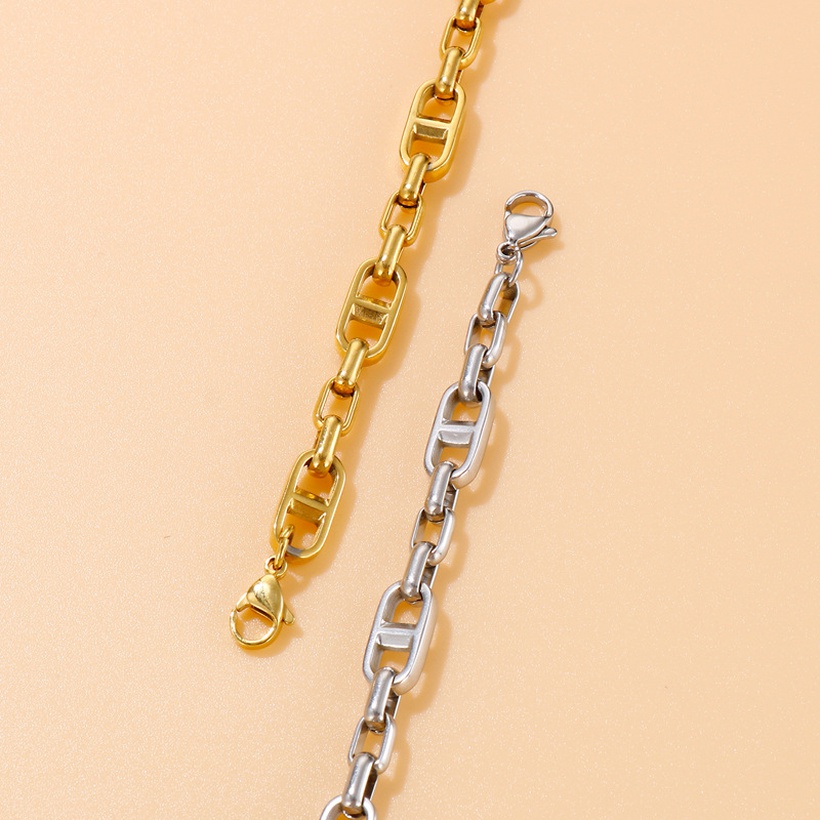 Bijoux Fantaisie Parures Bijoux | Ensemble De Collier De Bracelet En Acier Inoxydable De Placage De Mode Simple En Gros Nihaojewelry - XL30183