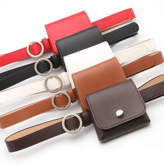 Fashion New Personalized Non-Hole round Buckle Thin Belt Waist Bag Female Casual Key and COIN Case Belt Belt Wholesale