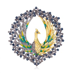 wholesale fashion peacock alloy dripping oil full diamond brooch Nihaojewelry
