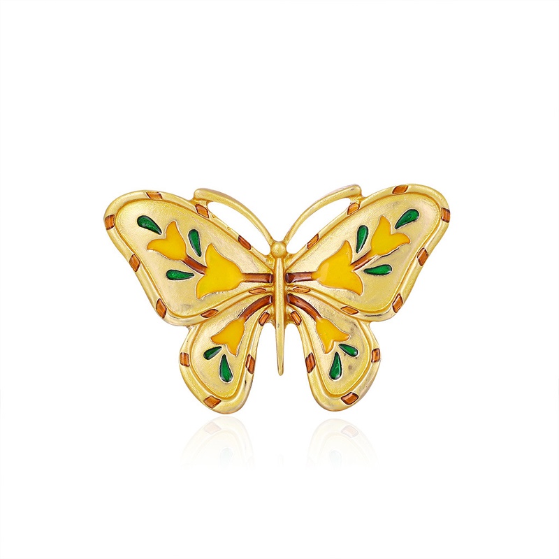 European and American New Gold Butterfly Corsage Alloy Oil Dripping Insect Animal Brooch Painted Flower Pin Wholesale