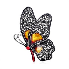 wholesale retro alloy diamond black butterfly brooch Nihaojewelry