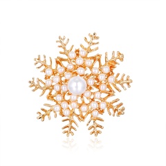 wholesale Korean snowflake alloy diamond pearl brooch Nihaojewelry
