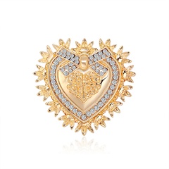 wholesale Baroque style retro heart alloy rhinestone brooch Nihaojewelry