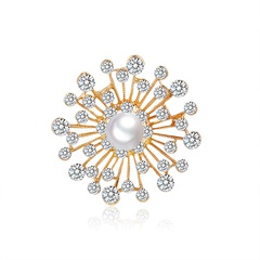 wholesale Korean style snowflake alloy diamond-studded pearl brooch Nihaojewelry