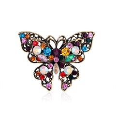 wholesale retro butterfly color rhinestone brooch Nihaojewelry