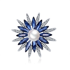 Estilo coreano flor cristal girasol broche aleación perla diamantes de imitación mujer Pin moda Retro Ropa Accesorios