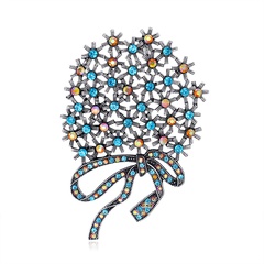 wholesale retro color rhinestone bow knot alloy diamond-studded brooch Nihaojewelry