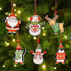 Comercio al por mayor árbol de Navidad Santa Claus muñeco de nieve pingüino colgante decoración Nihaojewelry